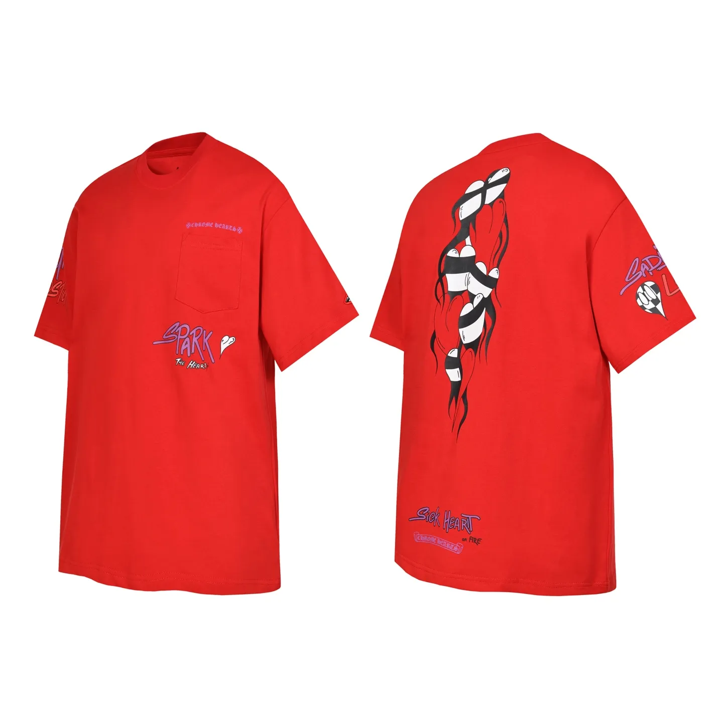 P150 Cross-border running quantity model, please do not place an order if you pursue quality -Chrome Hearts/Chrome Heart Graffiti✍️Spoof short-sleeved T-shirts -High weight, high density and high quality. The wool is soft, delicate and skin-friendly. It feels soft and silky. It has excellent warmth and skin-friendly properties.